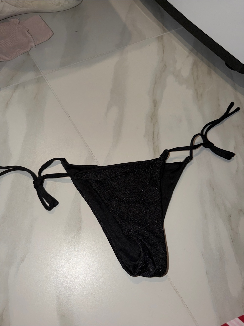 Black Tie-Side Bikini Bottom sparkle